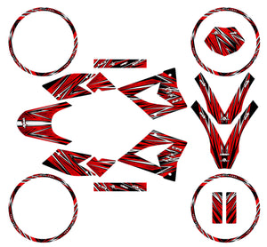 Dekor kit 50cc CPI SMX 2005-2015 Cutvector in Rot und Schwarz für 50cc Motorrad, hochwertige grafische Aufkleber.