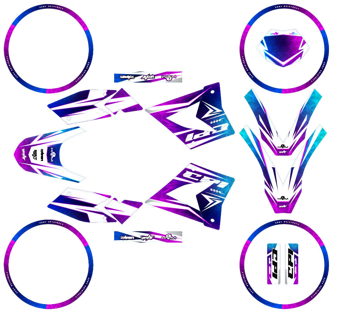 Kit déco 50cc CPI SMX 2005-2015 R-Force - graphique dynamique et coloré pour moto 50cc, autocollants inclus.