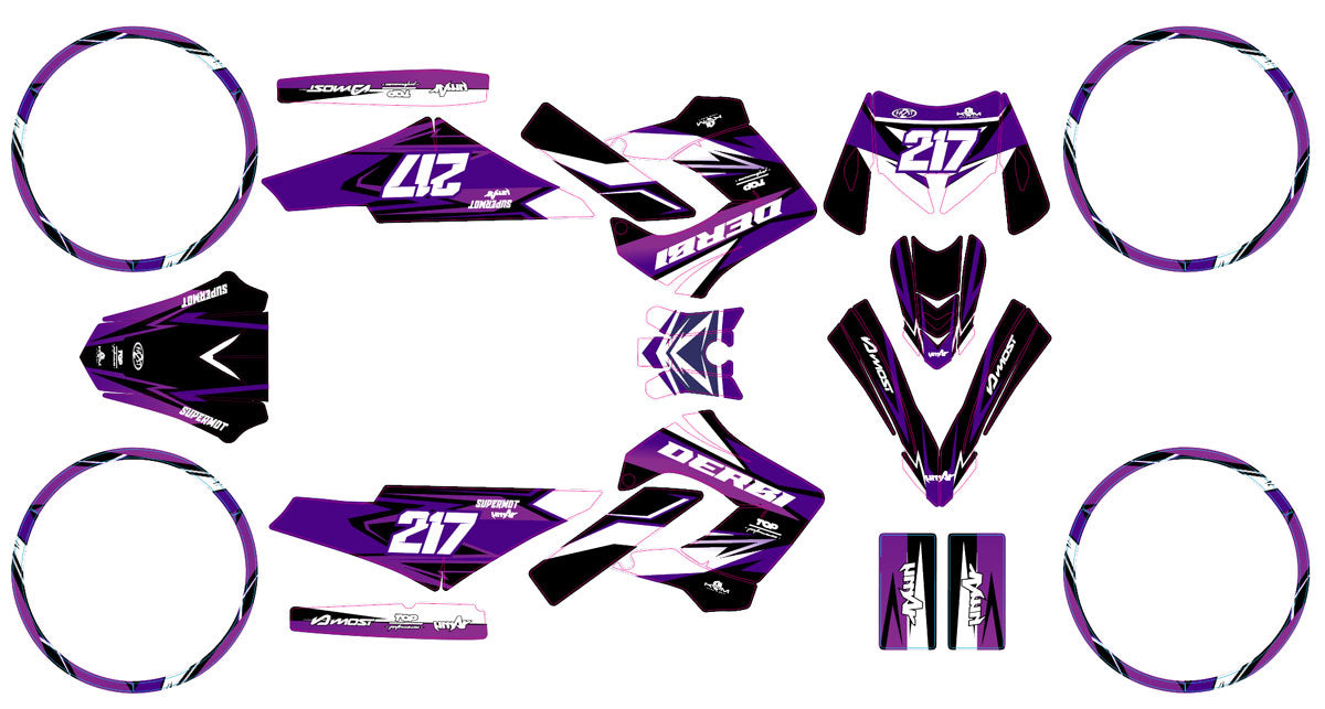 Kit déco 50cc Derbi Senda Victoria Bull 50cc 2003-2010 Lilaks | autocollants moto | personnalisation 50cc | armysctv