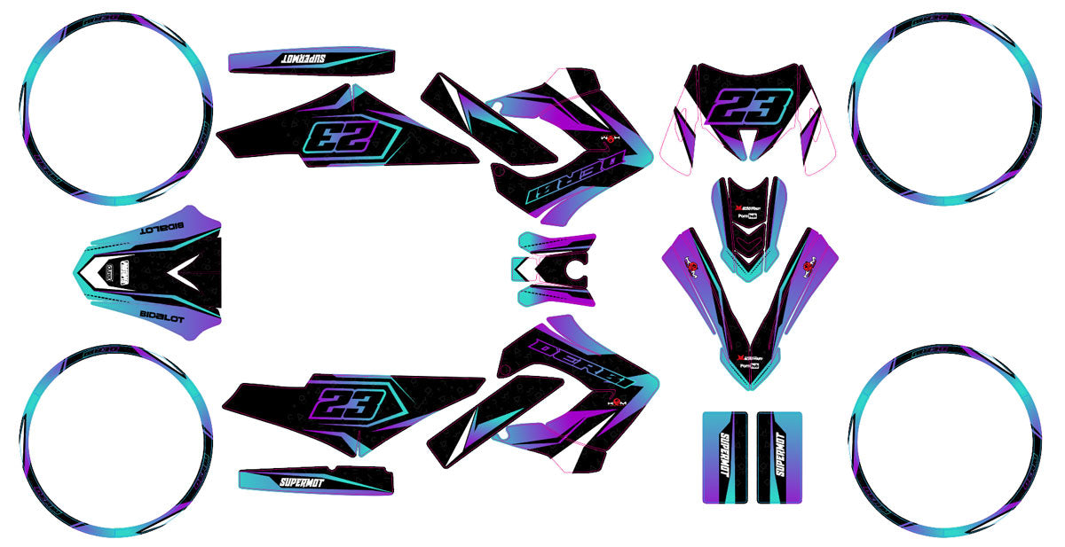 50cc Graphics kit Derbi Senda Victoria Bull 50cc 2003-2010 Lys | motorcycle stickers | 50cc customization | armysctv