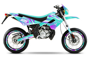 Kit déco 50cc Derbi Senda Victoria Bull 50cc 2003-2010 MX Sky | autocollants moto | personnalisation 50cc | armysctv