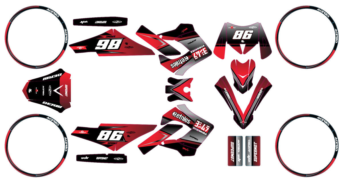 50cc Graphics kit Derbi Senda Victoria Bull 50cc 2003-2010 Yoshi | motorcycle stickers | 50cc customization | armysctv