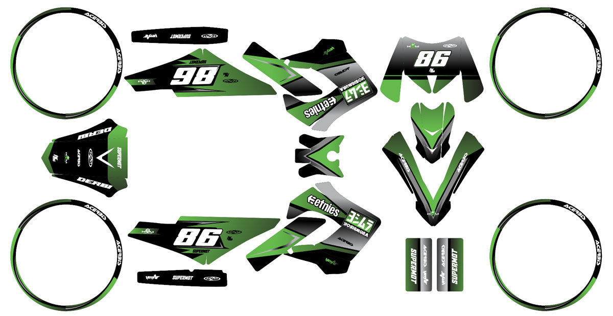 50cc Graphics kit Derbi Senda Victoria Bull 50cc 2003-2010 Yoshi | motorcycle stickers | 50cc customization | armysctv