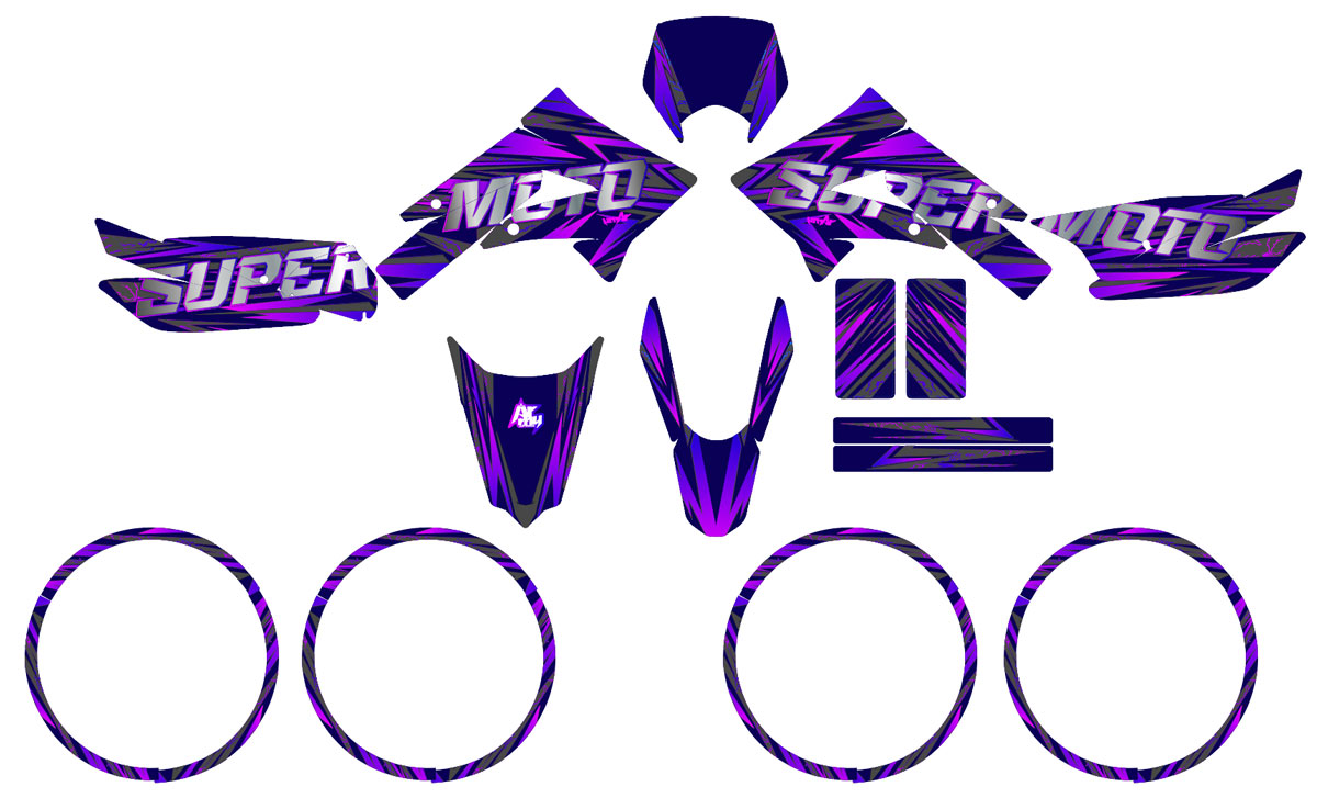 Kit déco Derbi Senda xtreme 50cc 2011-2017 Purpink | autocollants moto | personnalisation 50cc | armysctv