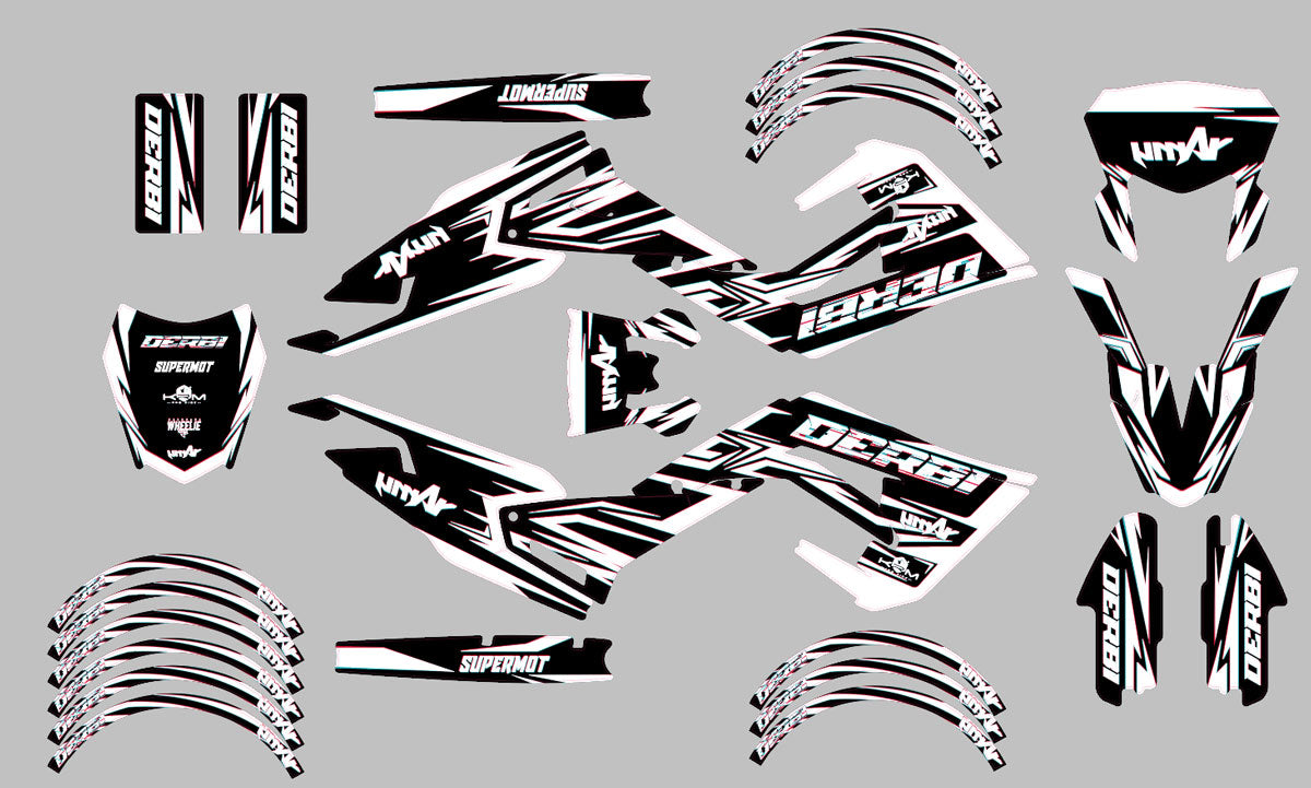 Kit déco Derbi Senda xtreme R 50cc 2018-2025 Glitch | autocollants moto | personnalisation 50cc | armysctv