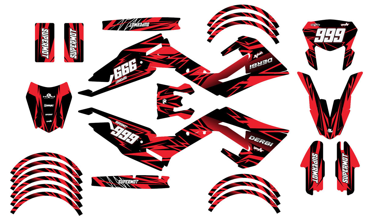 Kit pegatinas Derbi Senda xtreme R 50cc 2018-2025 Octavo | pegatinas para moto | personalización 50cc | armysctv