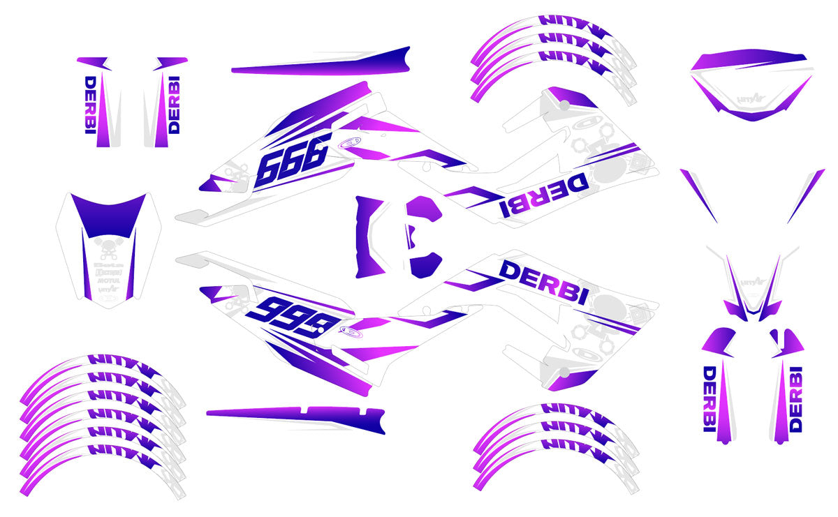 Kit déco Derbi Senda xtreme R 50cc 2018-2025 Light Cold | autocollants moto | personnalisation 50cc | armysctv