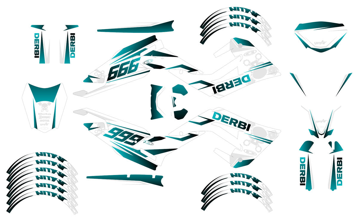 Derbi Senda Xtreme R 50cc 2018-2025 Graphics kit Light Cold | motorcycle stickers | 50cc customization | armysctv