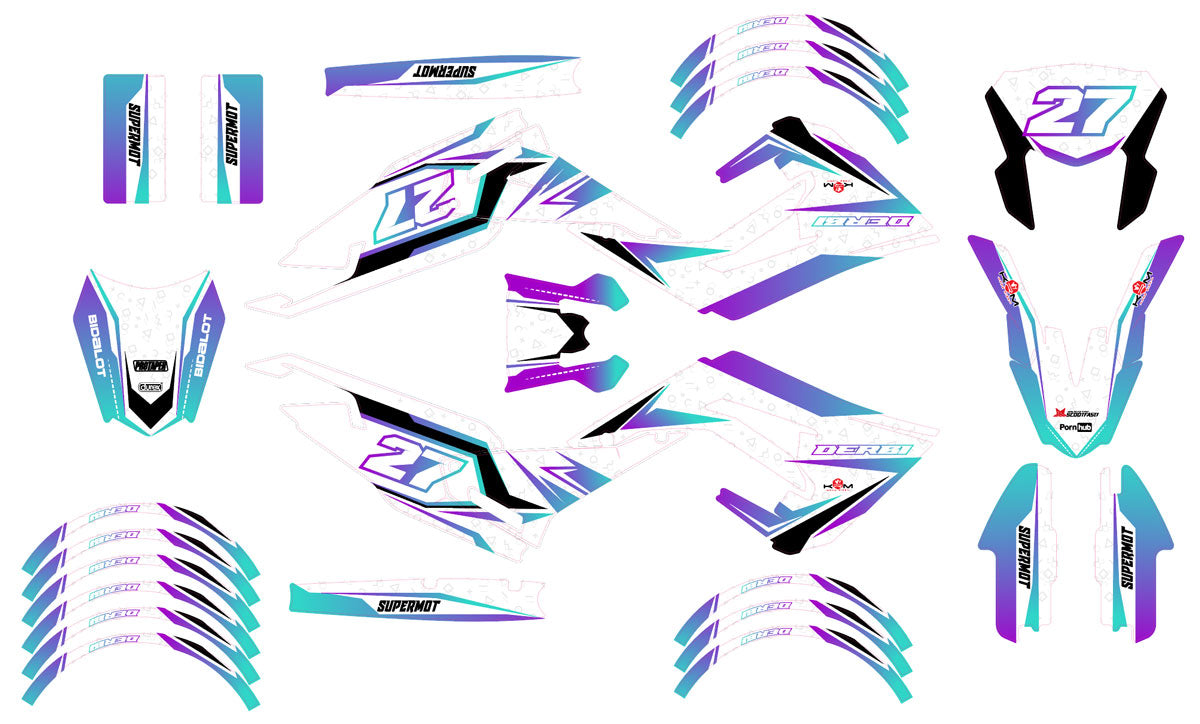 Kit déco Derbi Senda xtreme R 50cc 2018-2025 Lys | autocollants moto | personnalisation 50cc | armysctv