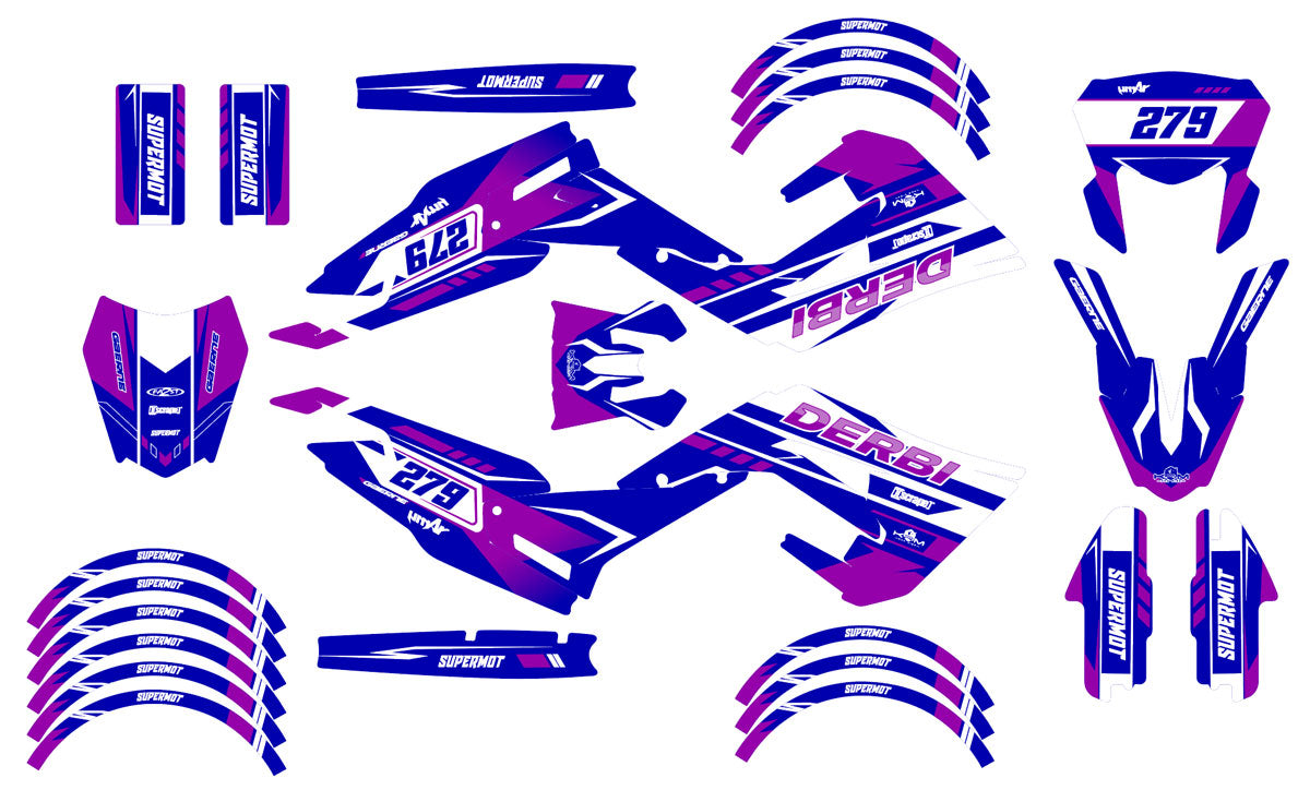 Kit déco Derbi Senda xtreme R 50cc 2018-2025 Ninesky | autocollants moto | personnalisation 50cc | armysctv