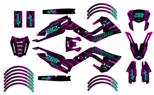 Deko-sett Derbi Senda xtreme R 50cc 2018-2025 Purple Rain | motorsykkelklistremerker | tilpasning 50cc | armysctv