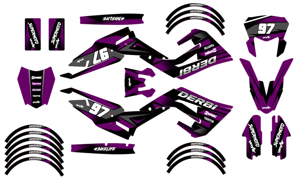 Kit déco Derbi Senda xtreme R 50cc 2018-2025 Redfast | autocollants moto | personnalisation 50cc | armysctv
