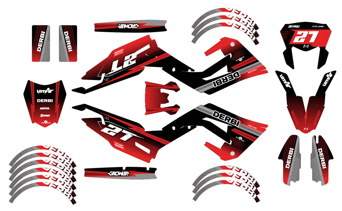 Kit déco Derbi Senda xtreme R 50cc 2018-2025 Septième | autocollants moto | personnalisation 50cc | armysctv