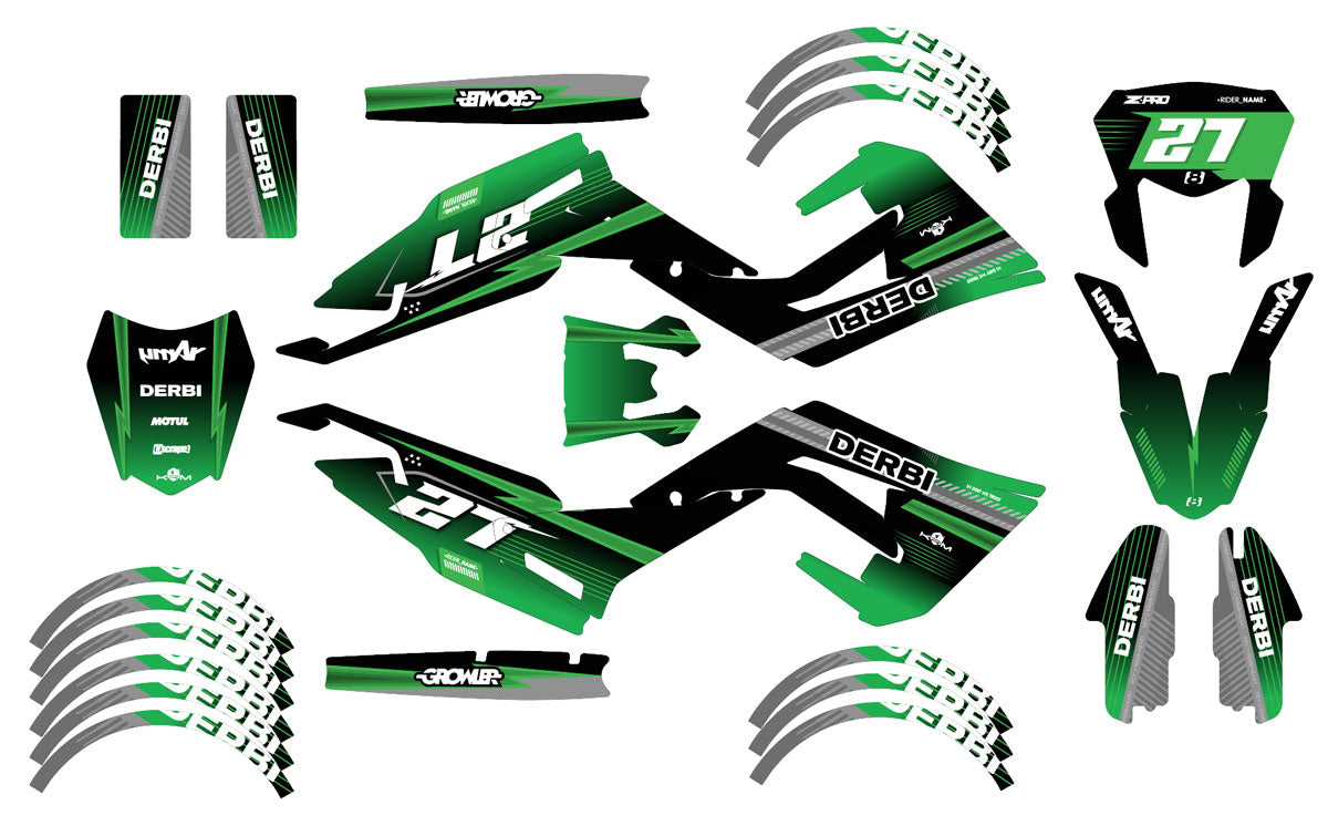 Kit déco Derbi Senda xtreme R 50cc 2018-2025 Septième | autocollants moto | personnalisation 50cc | armysctv