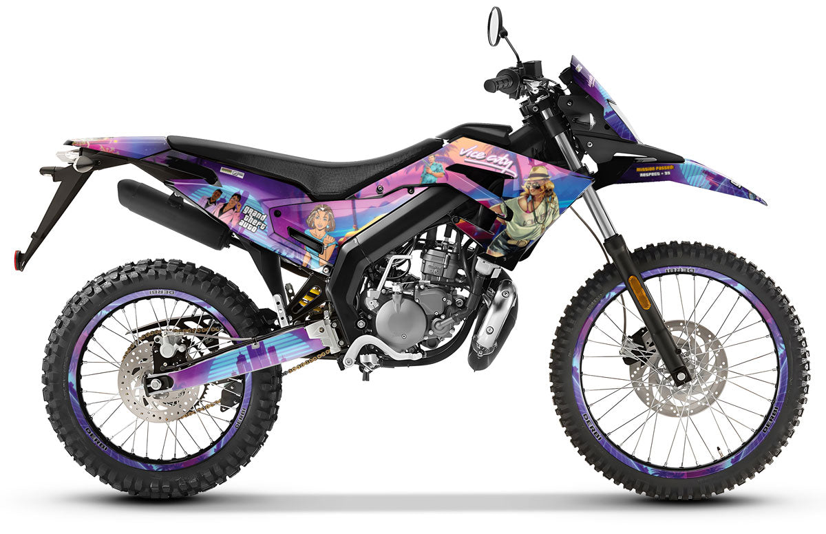 Derbi Senda Xtreme R 50cc 2018-2025 Graphics kit Vice City | motorcycle stickers | 50cc customization | armysctv