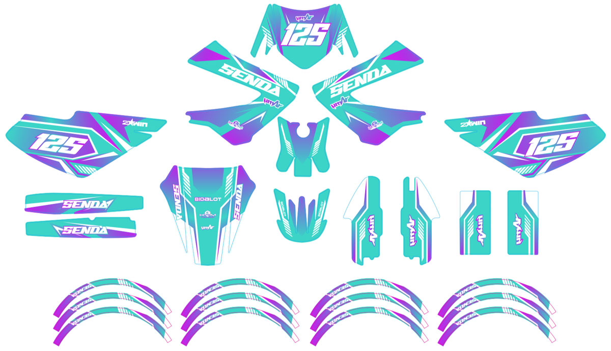 50cc Graphics kit Derbi Senda xtreme 2006-2010 Mx Sky