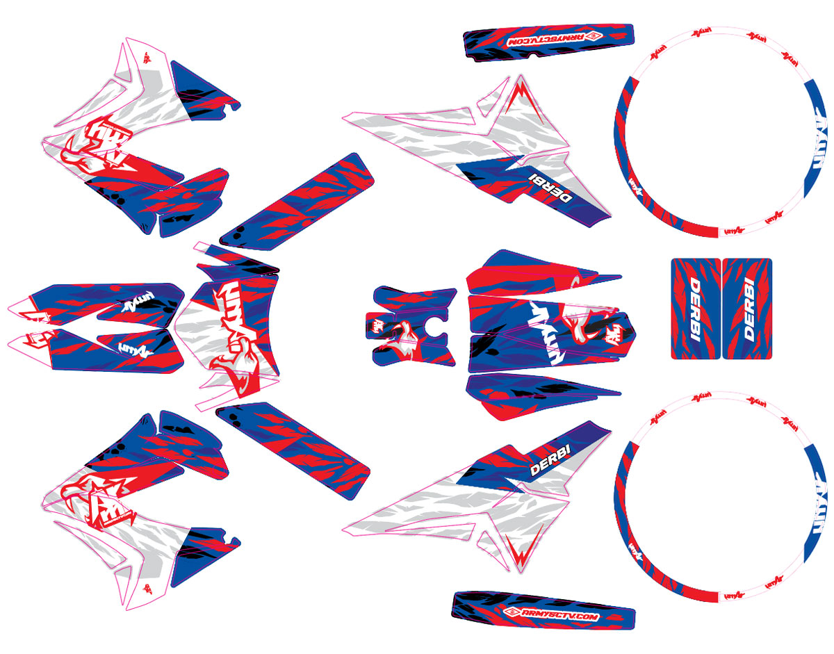 Kit déco 50cc Derbi Senda TNT Tuning Heritage | autocollants moto | personnalisation 50cc | armysctv