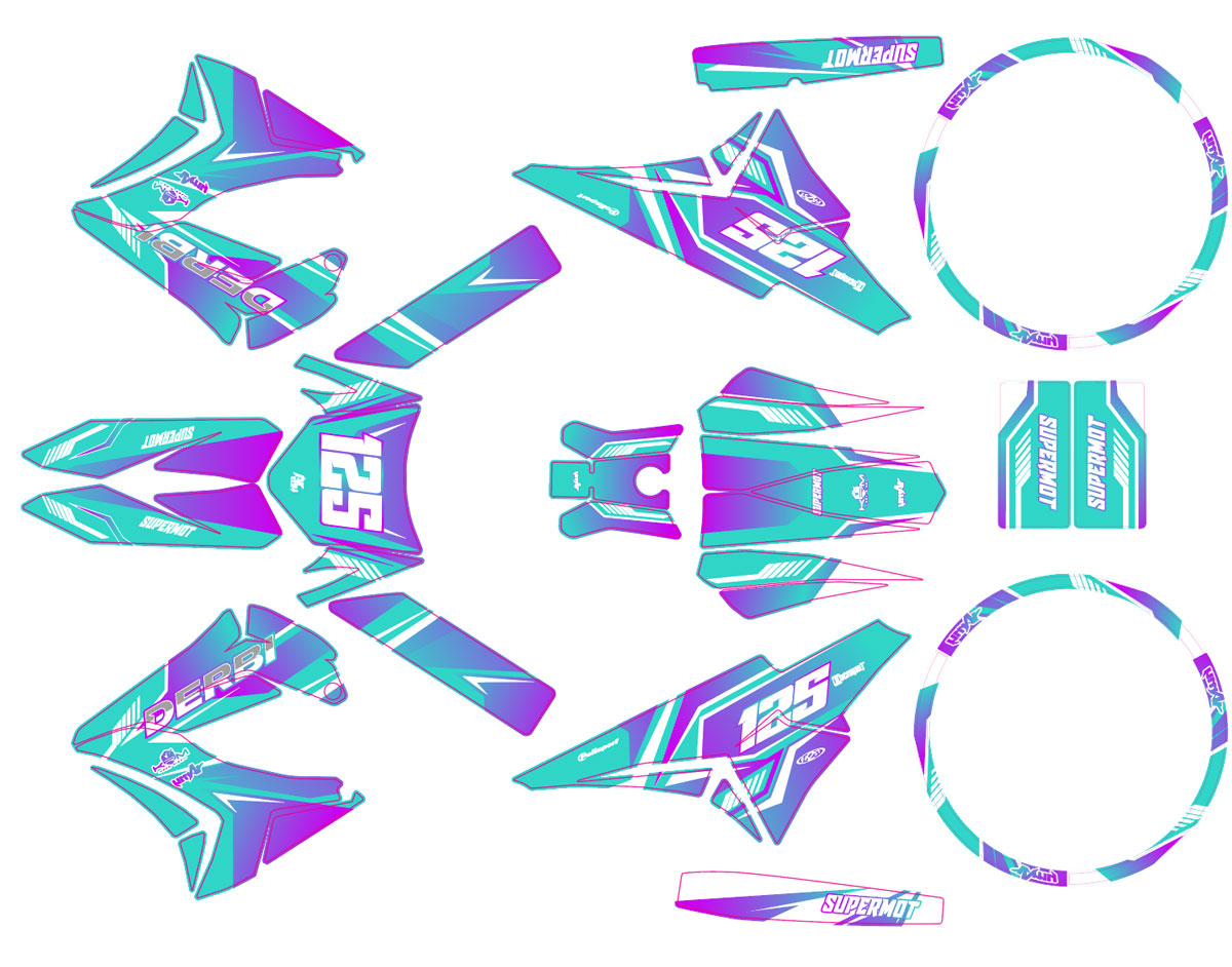 Kit déco 50cc Derbi Senda TNT Tuning MX Sky | autocollants moto | personnalisation 50cc | armysctv