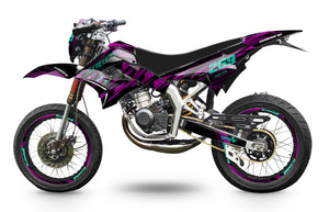 Dekor kit 50cc Derbi Senda TNT Tuning Lila Regen | Motorradaufkleber | 50cc Personalisierung | armysctv
