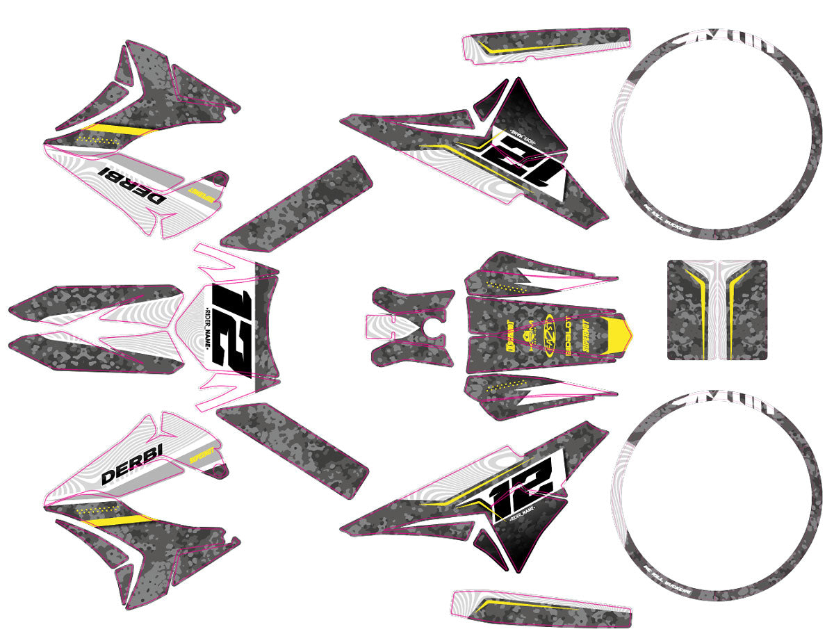 Kit déco 50cc Derbi Senda TNT Tuning Warfare | autocollants moto | personnalisation 50cc | armysctv