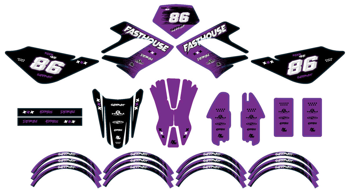 Derbi DRD Racing 50cc Graphics kit Fasthouse | motorcycle stickers | 50cc customization | armysctv