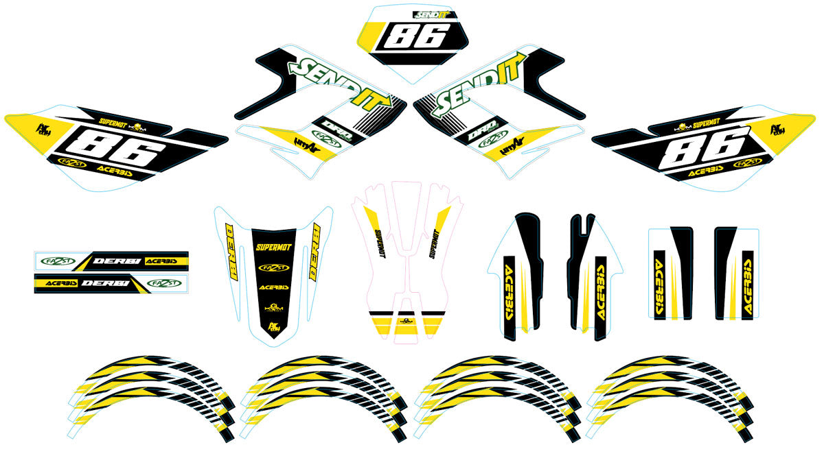 Dekor kit Derbi DRD Racing 50cc Los damit | Motorradaufkleber | Personalisierung 50cc | armysctv
