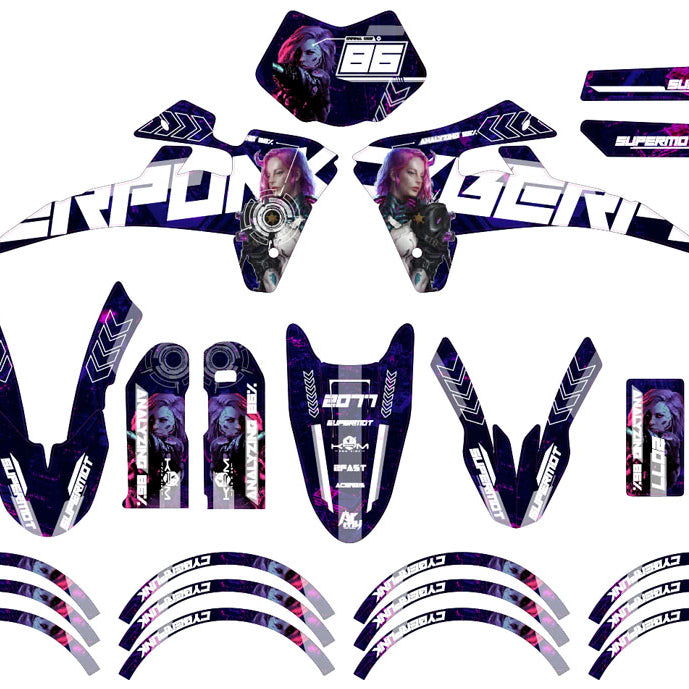 Graphics kit Fantic 50cc 2017-2022 Cyberpunk | motorcycle stickers | 50cc customization | armysctv
