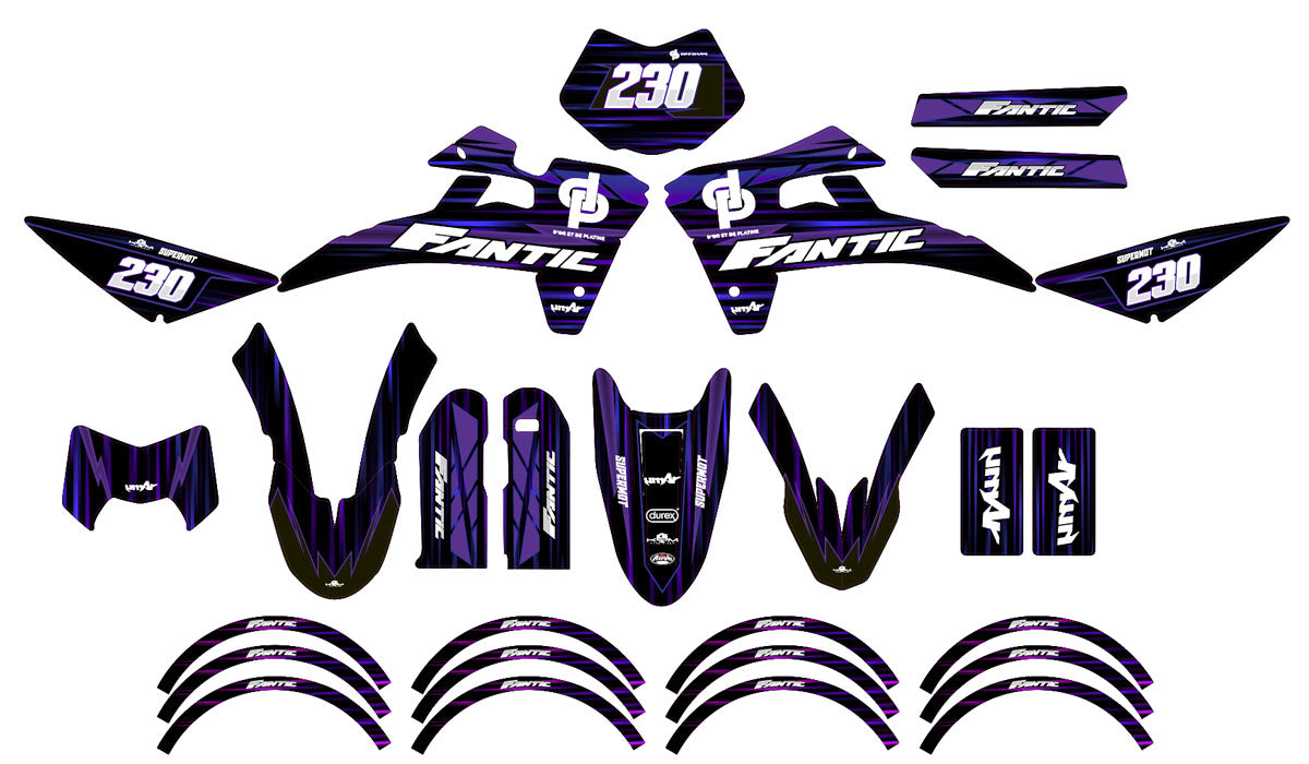 Dekor kit Fantic 50cc 2017-2022 Gold und Platin | Motorradaufkleber | Personalisierung 50cc | armysctv