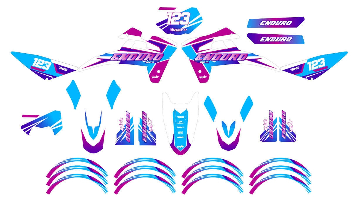 Kit déco Fantic XE 50cc Enduro 2017-2022 Artisse | autocollants moto | personnalisation 50cc | armysctv