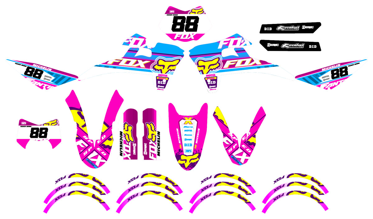 Kit déco Fantic XE 50cc Enduro 2017-2022 Foxy MX | autocollants moto | personnalisation 50cc | armysctv