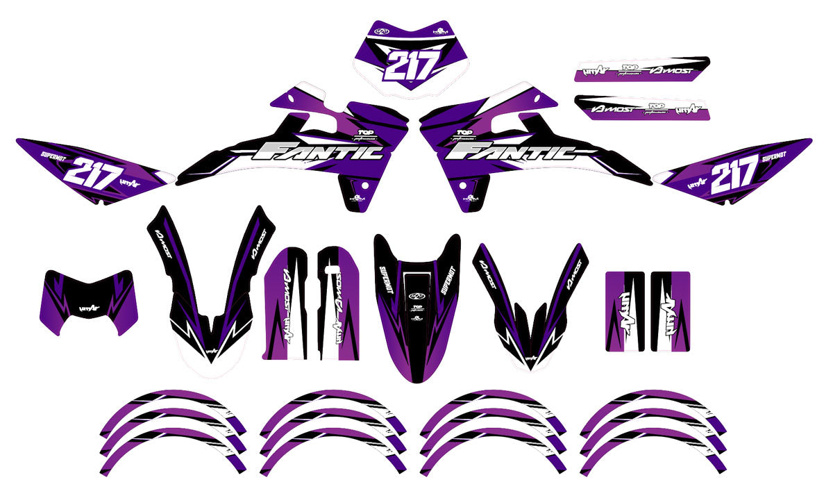Kit déco Fantic 50cc 2017-2022 Lilaks | autocollants moto | personnalisation 50cc | armysctv