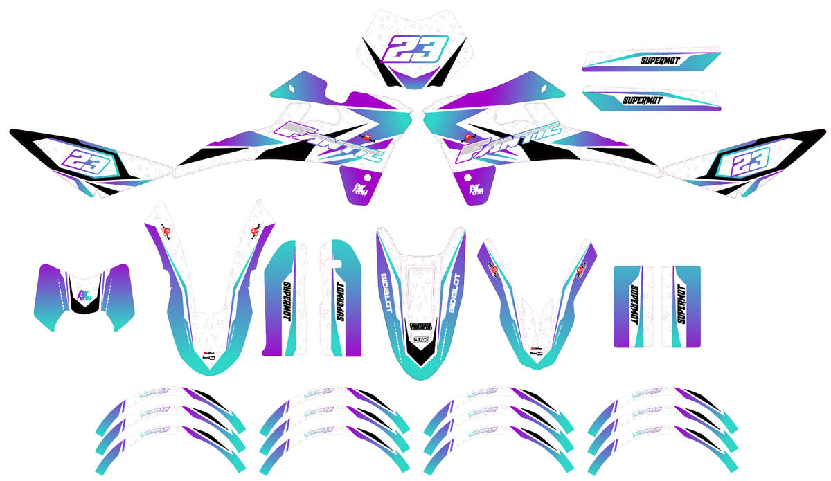 Dekor kit Fantic 50cc 2017-2022 Lys | Motorradaufkleber | Personalisierung 50cc | armysctv