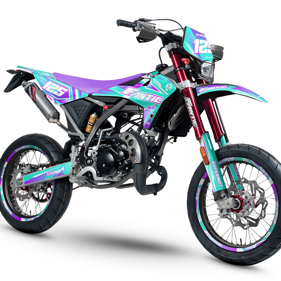 Graphics kit Fantic 50cc 2017-2022 MX Sky | motorcycle stickers | 50cc customization | armysctv