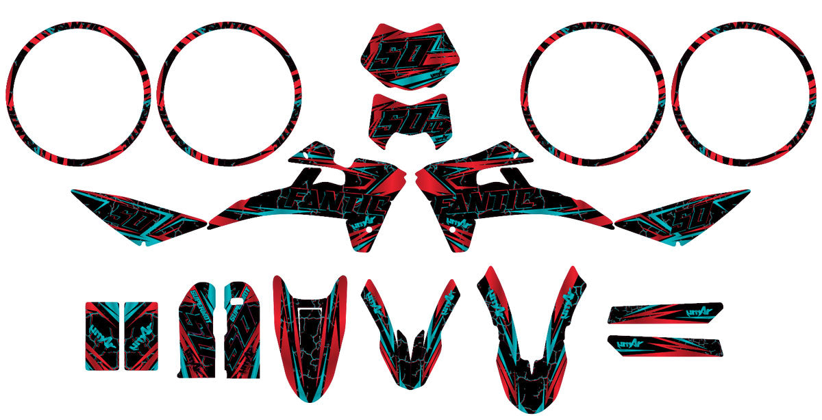 Kit déco Fantic 50cc 2017-2022 Schredder | autocollants moto | personnalisation 50cc | armysctv