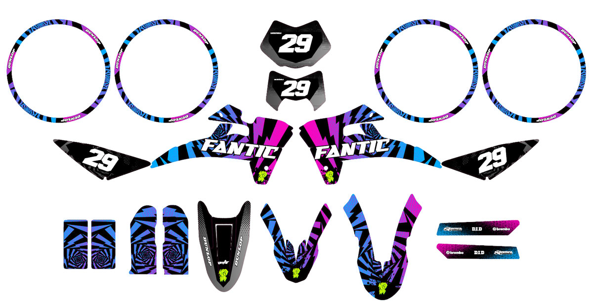 Kit déco Fantic 50cc 2017-2022 Swirl | autocollants moto | personnalisation 50cc | armysctv