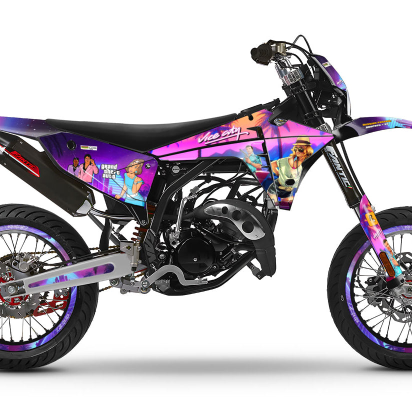 Graphics kit Fantic 50cc 2023-2025 Vice City | motorcycle stickers | 50cc customization | armysctv