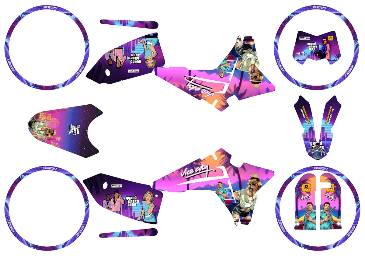 Graphics kit Fantic 50cc 2023-2025 Vice City | motorcycle stickers | 50cc customization | armysctv