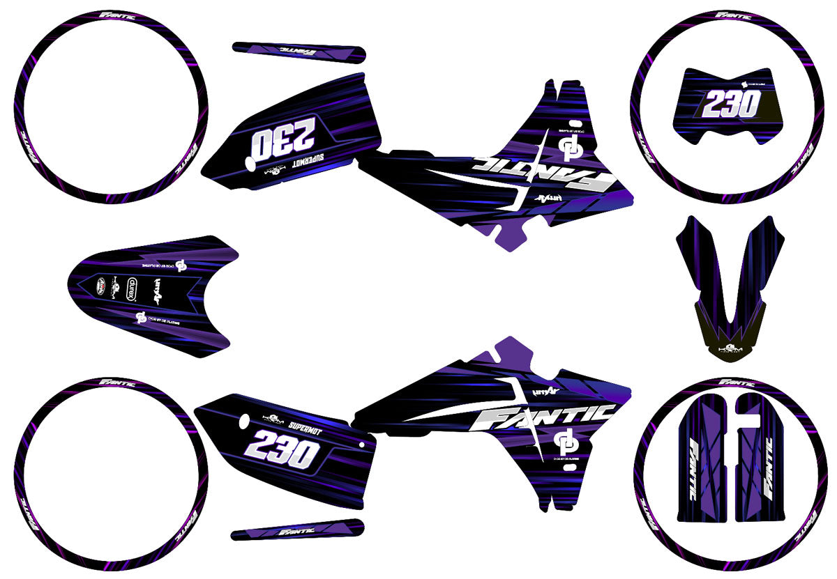 Dekor kit Fantic 50cc 2023-2025 Gold und Platin | Motorradaufkleber | 50cc Personalisierung | armysctv