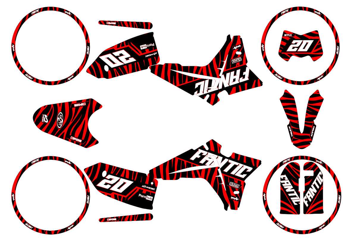 Kit déco Fantic 50cc 2023-2025 Zebra style | autocollants moto | personnalisation 50cc | armysctv