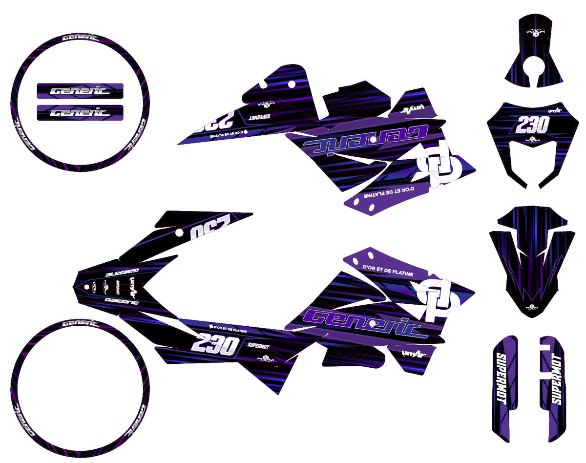 Kit déco Generic Trigger SM 50cc 2006-2018 D'or et de platine | autocollants moto | personnalisation 50cc | armysctv