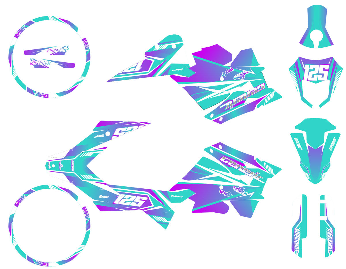 Kit déco Generic Trigger SM 50cc 2006-2018 MX Sky | autocollants moto | personnalisation 50cc | armysctv
