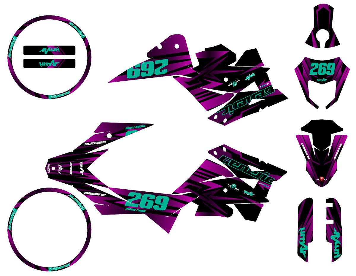 Kit déco Generic Trigger SM 50cc 2006-2018 Purple Rain | autocollants moto | personnalisation 50cc | armysctv