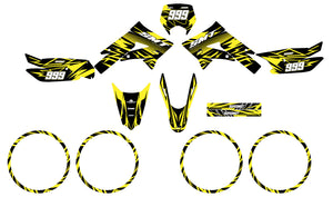 50cc Graphics kit Gilera SMT 2011-2017 Eighth - Yellow and black graphic design with decals and stickers for motorcycle.