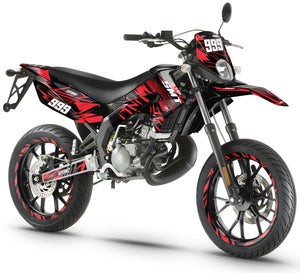50cc Graphics kit Gilera SMT 2011-2017 Eighth on motorcycle with red and black design.