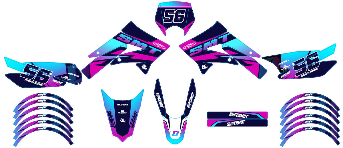Kit déco 50cc Gilera SMT 2011-2017 Crazy Pink | autocollants moto | personnalisation 50cc | armysctv