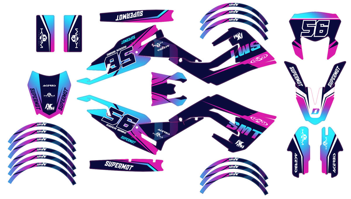 Kit déco 50cc Gilera SMT 2018-2025 Crazy Pink | autocollants moto | personnalisation 50cc | armysctv