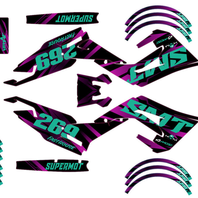 Deko-sett 50cc Gilera SMT 2018-2025 Purple Rain | motorsykkelklistremerker | tilpasning 50cc | armysctv