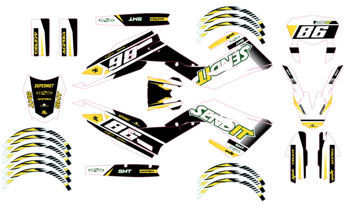 Kit déco 50cc Gilera SMT 2018-2025 Send it | autocollants moto | personnalisation 50cc | armysctv