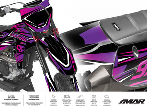 Graphics-kit Motocross Spirit – Clean & Stylish Design, Compatible with All Models for motocross with purple and black design.