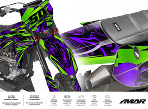 Dekor-kit Motocross Zontix – Futuristisches Aussehen, Kompatibel mit allen Modellen auf Motorrädern mit geometrischen Mustern und leuchtenden Farben.